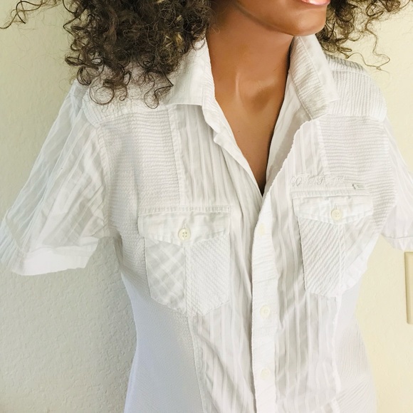 AMATO WEAR Textured White BUTTON-DOWN Short Sleeve SHIRT Size Large - Picture 3 of 12